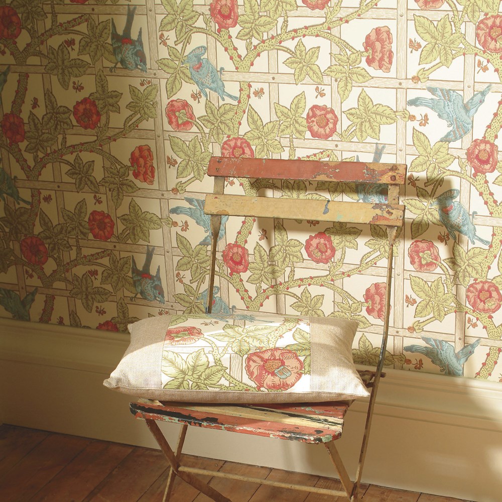 Trellis Wallpaper 101 by Morris & Co in Vanilla Plaster